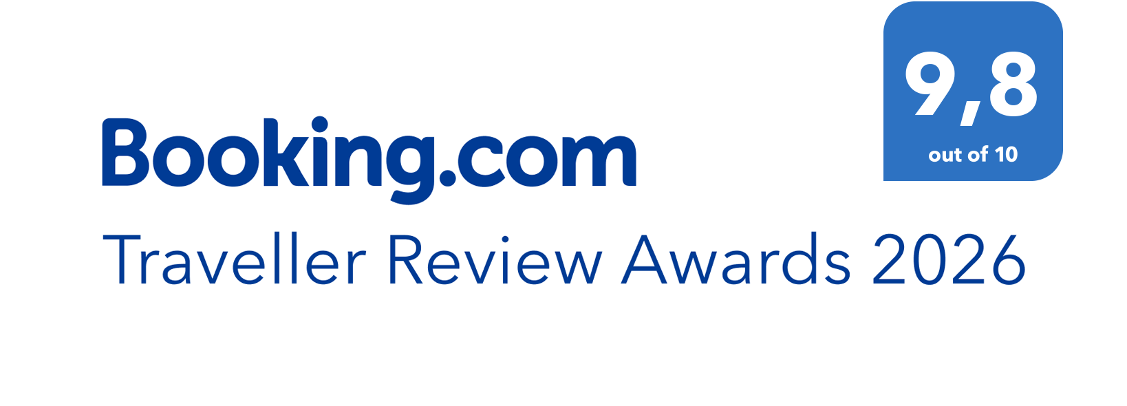 Booking.com Traveller Review Awards 2026 — 9.8 out of 10